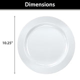 Premium Quality Heavyweight 10.25 Inch Plastic Plates China Like, Wedding And Party Dinnerware Plastic Plates White Pearl - 30 Count