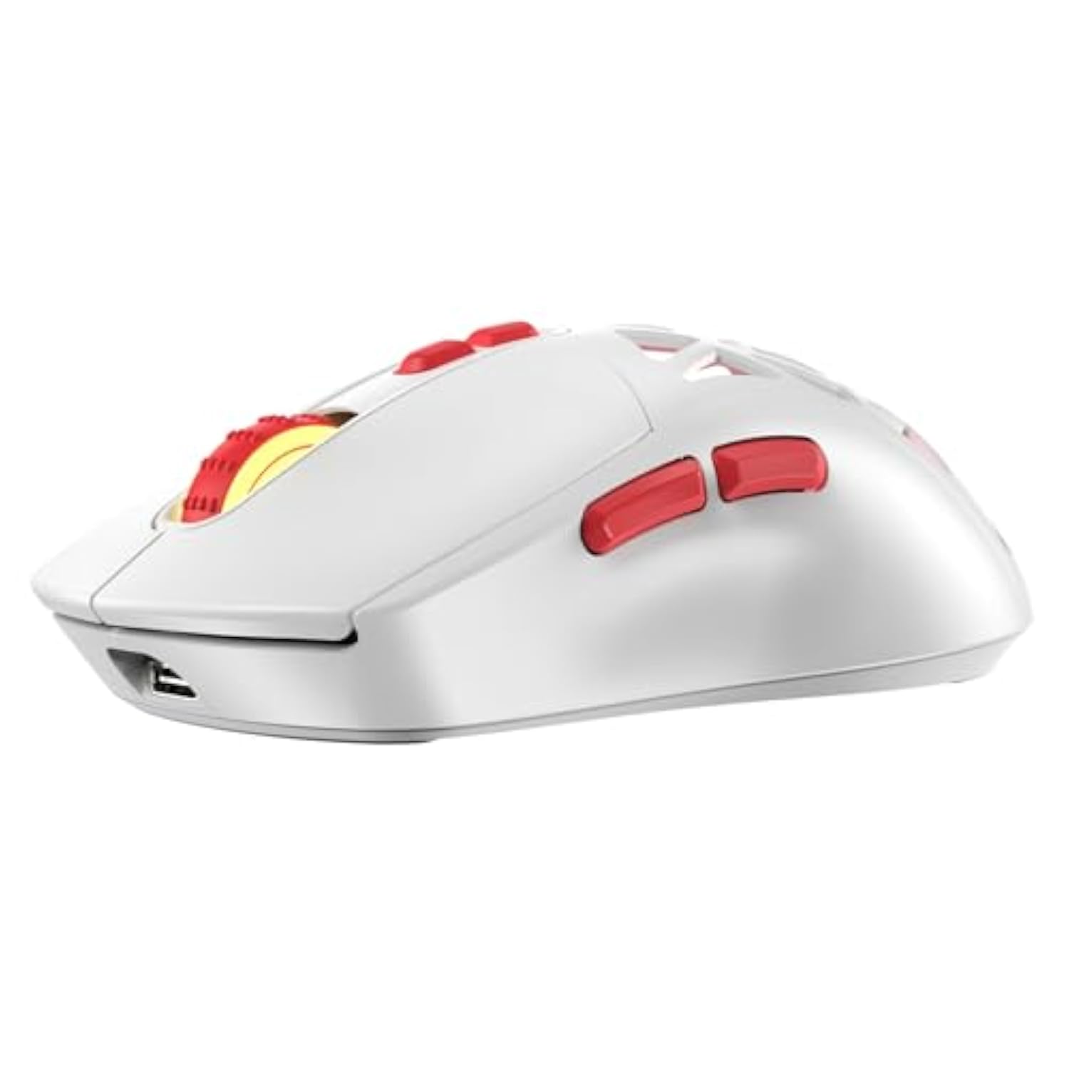 Wireless Gaming Mouse, Rechargeable&Rechange Shell,Rgb Programmable Macro Mouse, Lightweight Mouse,10000 Dpi,Tri-Mode Wired/Bt 5.0/2.4Ghz Wireless Mouse Gaming With 2 Side Buttons (White Red)