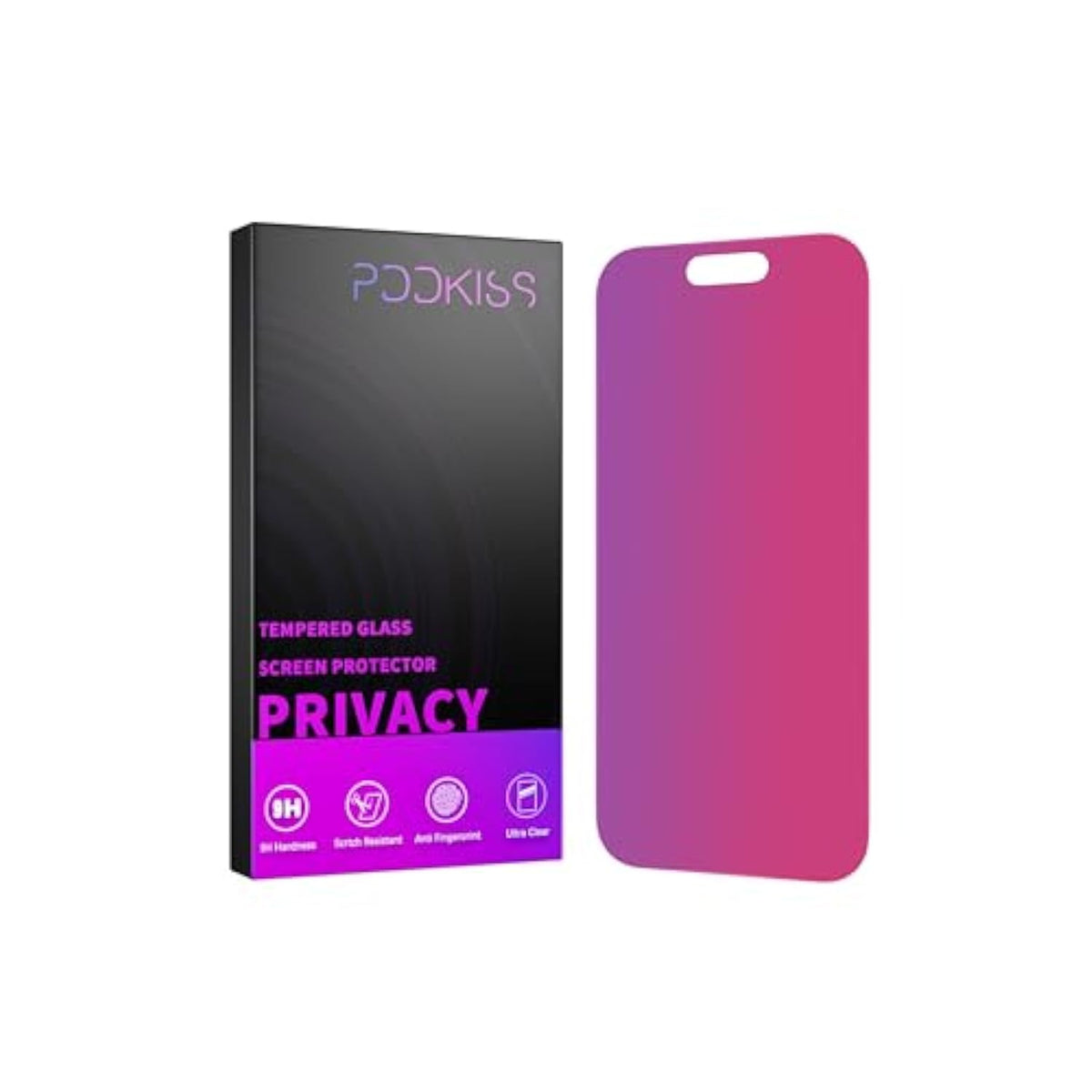 Compatible For Iphone 16 Pro Max Privacy Screen Protector Tempered Glass 6.9 Inch, Pink Gradient Anti Spy Anti Blue Light Hd Easy Installation