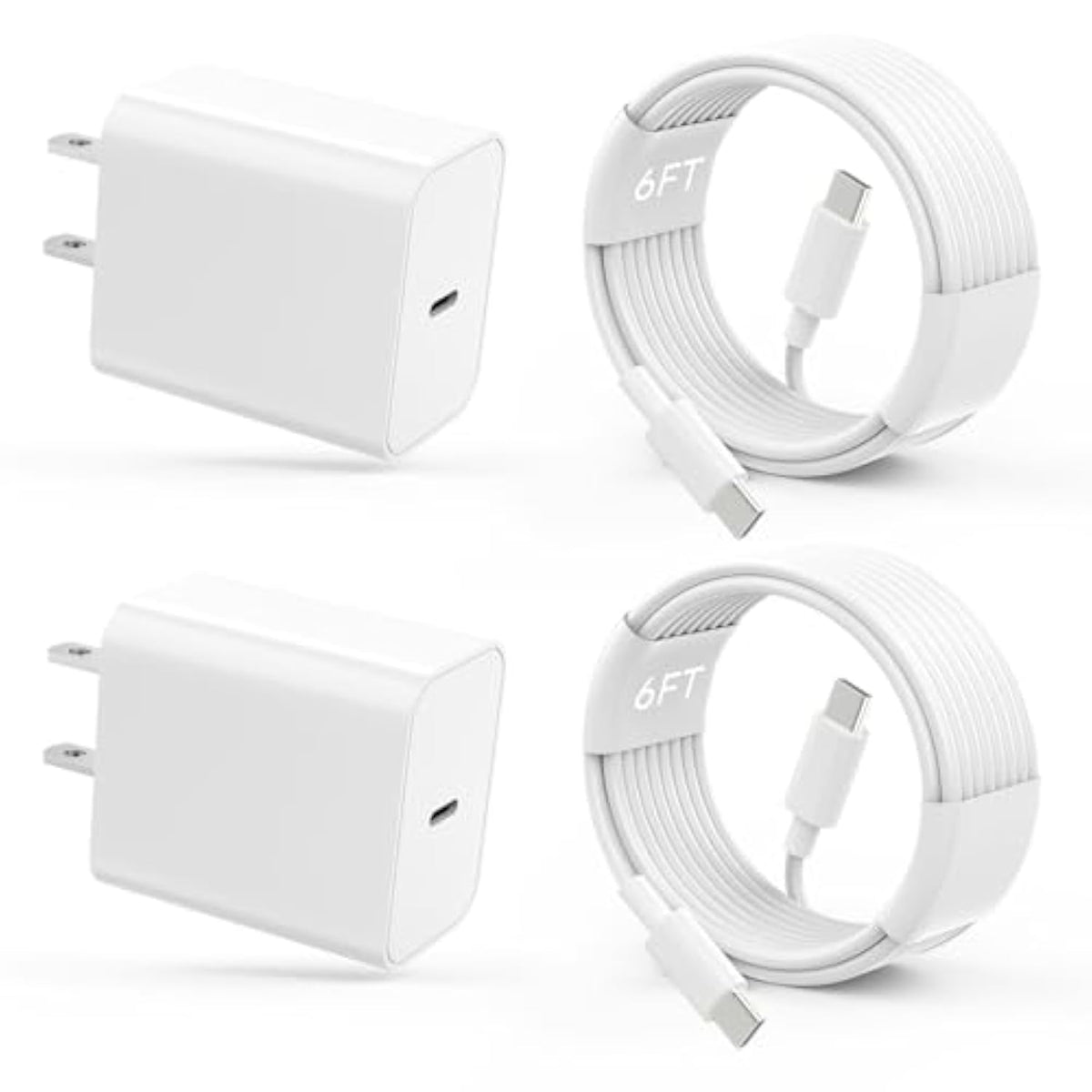Iphone 17 16 15 Charger Fast Charging Type C Chargers Usb C Charger Block Iphone 17 Chargers With 2 Pack 6Ft Cable For Iphone 17/17 Plus/17 Pro Max/16/16 Plus/16 Pro Max/15/15 Pro Max/Ipad Pro/Samsung