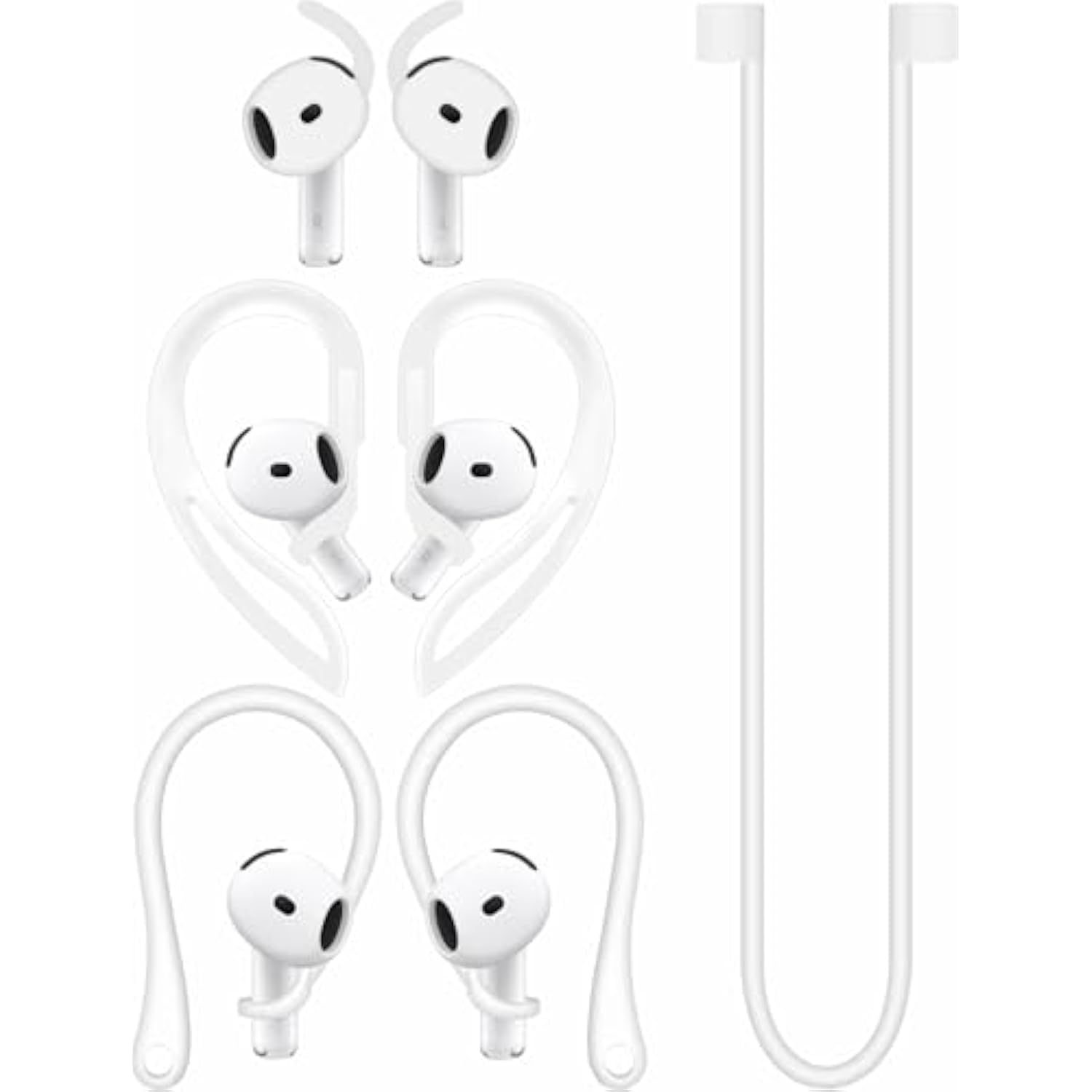 Anti-Slip Set For Airpods 4 Silicone Adjustable Ear Hook Ergonomic Design Wings Wingtip Ear Hooks Tips Strap Sport Earbuds Accessories Eartip Compatible With Airpods 4Th White