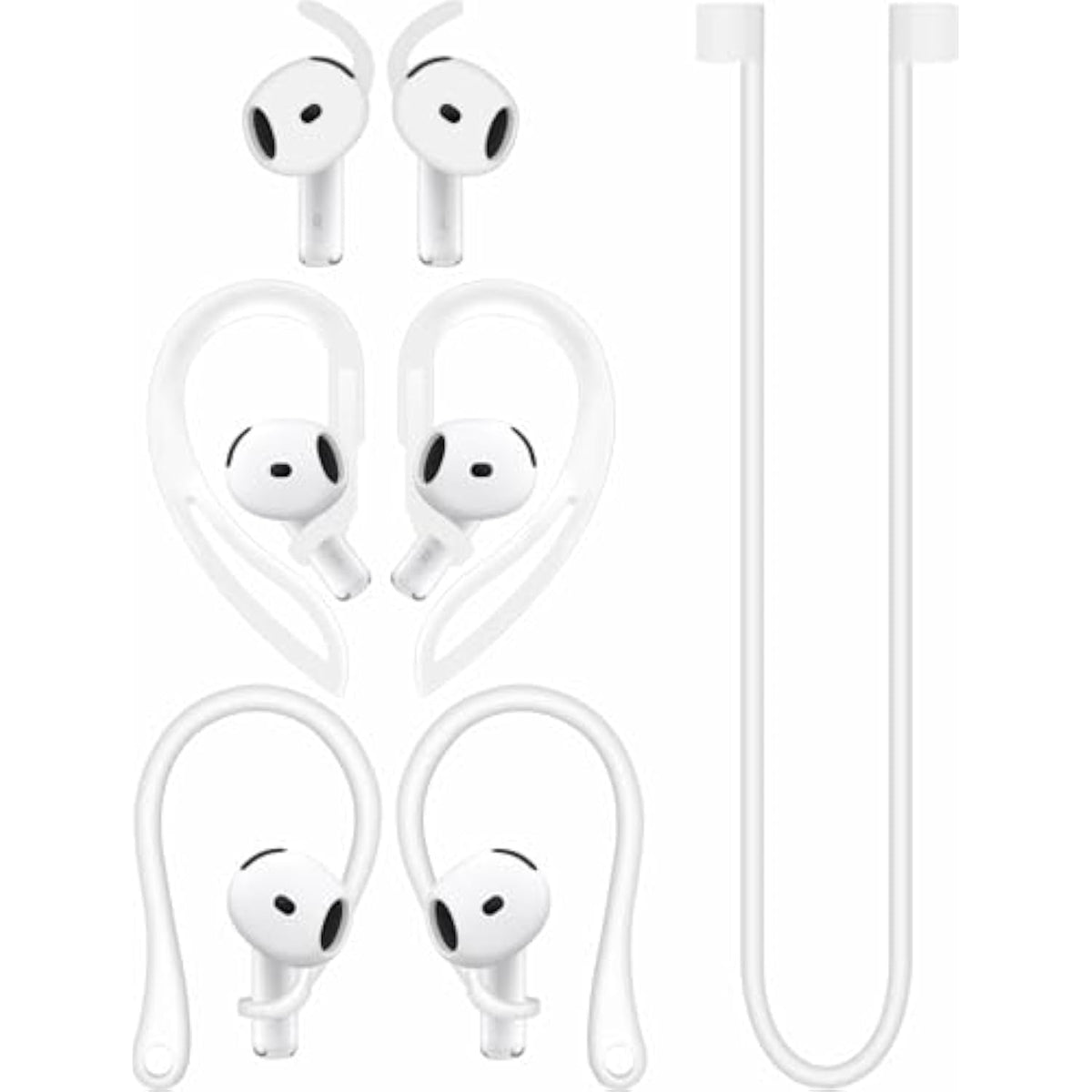 Anti-Slip Set For Airpods 4 Silicone Adjustable Ear Hook Ergonomic Design Wings Wingtip Ear Hooks Tips Strap Sport Earbuds Accessories Eartip Compatible With Airpods 4Th White
