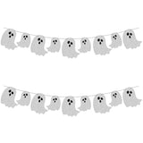 2pcs Halloween Hanging Ghost Banners Pre Strung Garland Haunted House Door Wall Fireplace Decor