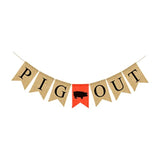 Party Banner Pig Out Garland Swallowtail Burlap Banner Wall Hanging Decoration For Funny Christmas Party Supplies Favors