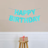 Teal Glitter Happy Birthday Banner – Turquoise Party Decoration for Under-the-Sea Theme