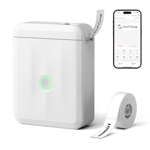 D110 Upgraded Version Mini Label Maker Machine With Tape, Portable Bluetooth Thermal Printer, Sticker Labeler With Multiple Templates For Office Organization Home Kitchen School, White