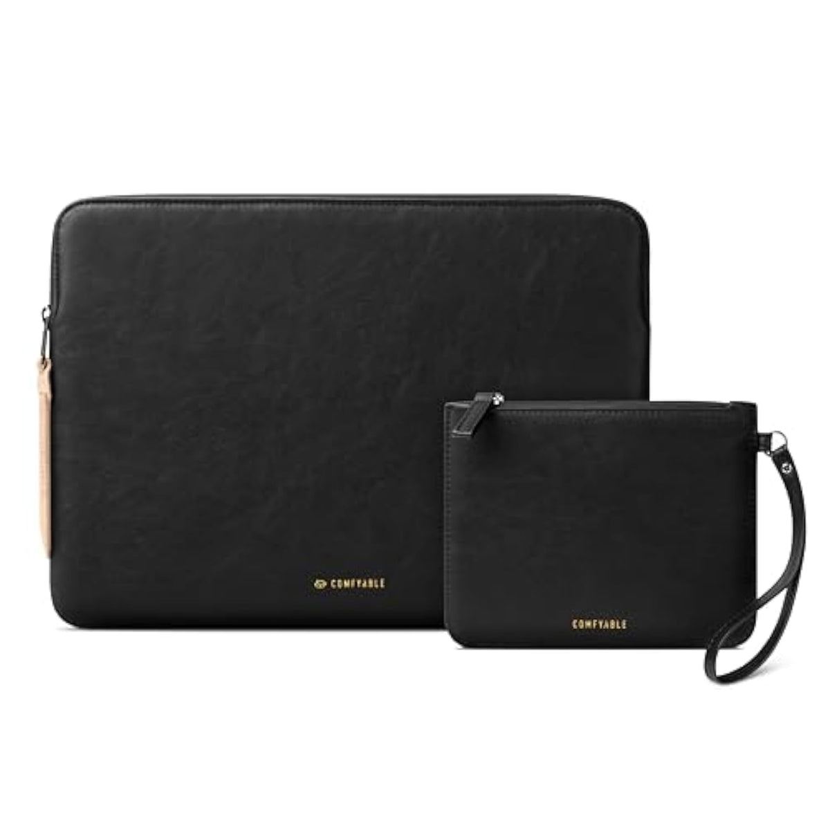 Leather Laptop Sleeve With Accessory Pouch Compatible With 16 Inch Macbook Pro M4 2024 & 15 Inch Macbook Air M4 2025 A3241 M3 A3114 (Loose Fit) M2, Black