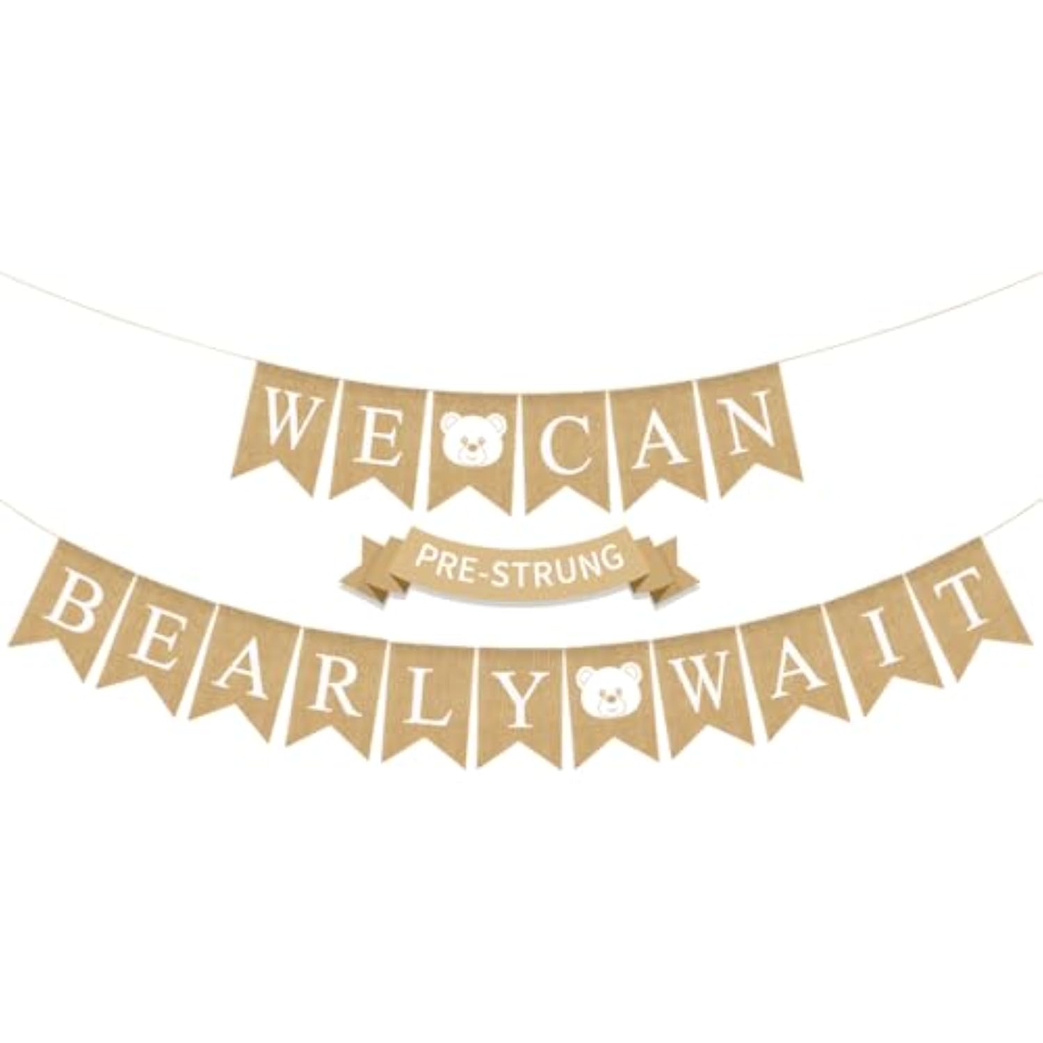 We Can Bearly Wait Banner 6ft Burlap Teddy Bear Baby Shower & Birthday Decor