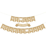 We Can Bearly Wait Banner 6ft Burlap Teddy Bear Baby Shower & Birthday Decor