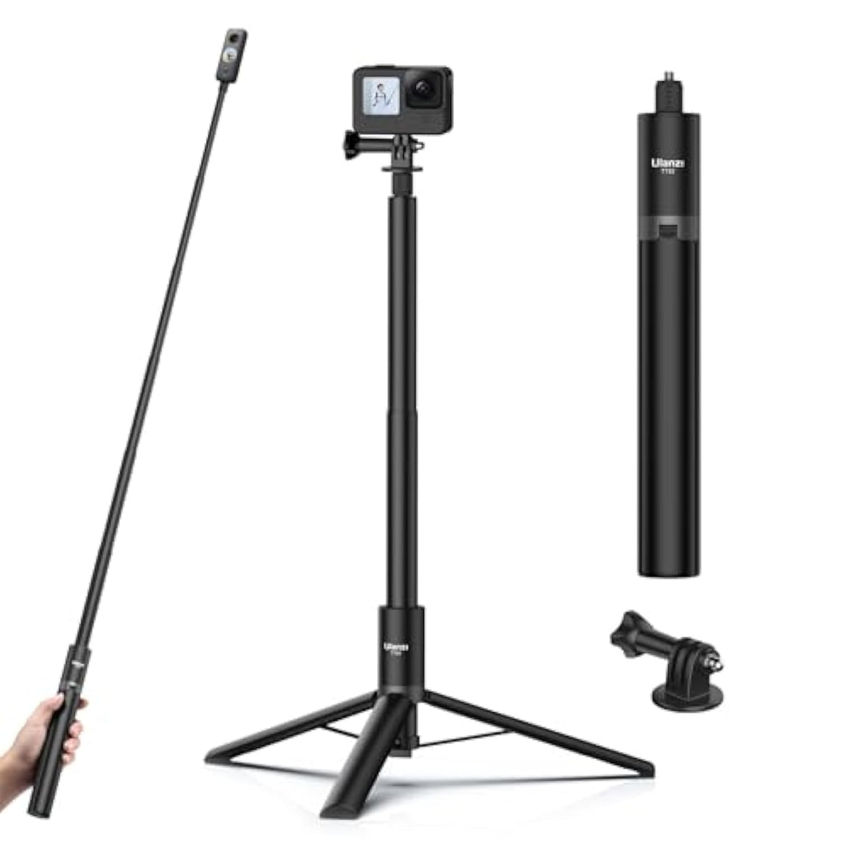 59In Invisible Selfie Stick Tripod For Insta360 X5/X4/Go 3/X3/One Rs/One X2/One X/Go 2/One R/One, Ulanzi Tt52 Extension Pole Adjustable Waterproof Handle Grip For Gopro Dji Insta 360 And More