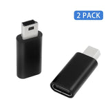 Usb C To Mini Usb Adapter (2 Pack-Black), Mini Usb To Usb C Adapter, 480Mbps M