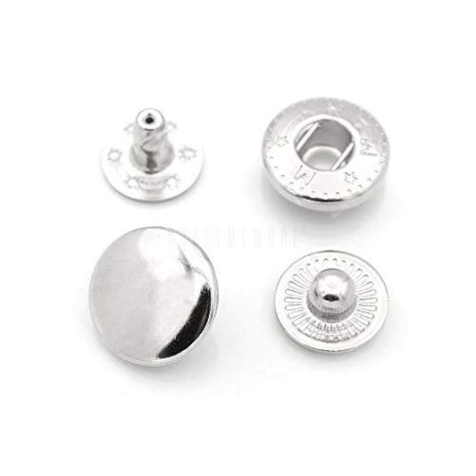 50 Sets Silver Snap Buttons S-Spring Socket Popper Fasteners For Jacke