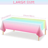 Pastel Rainbow Tablecloths Plastic Tablecloth Rainbow Party Decoration Birthday Supply Pastel Table Cover For Birthday Wedding Shower Party 108 X 54 Inch(3 Pack)