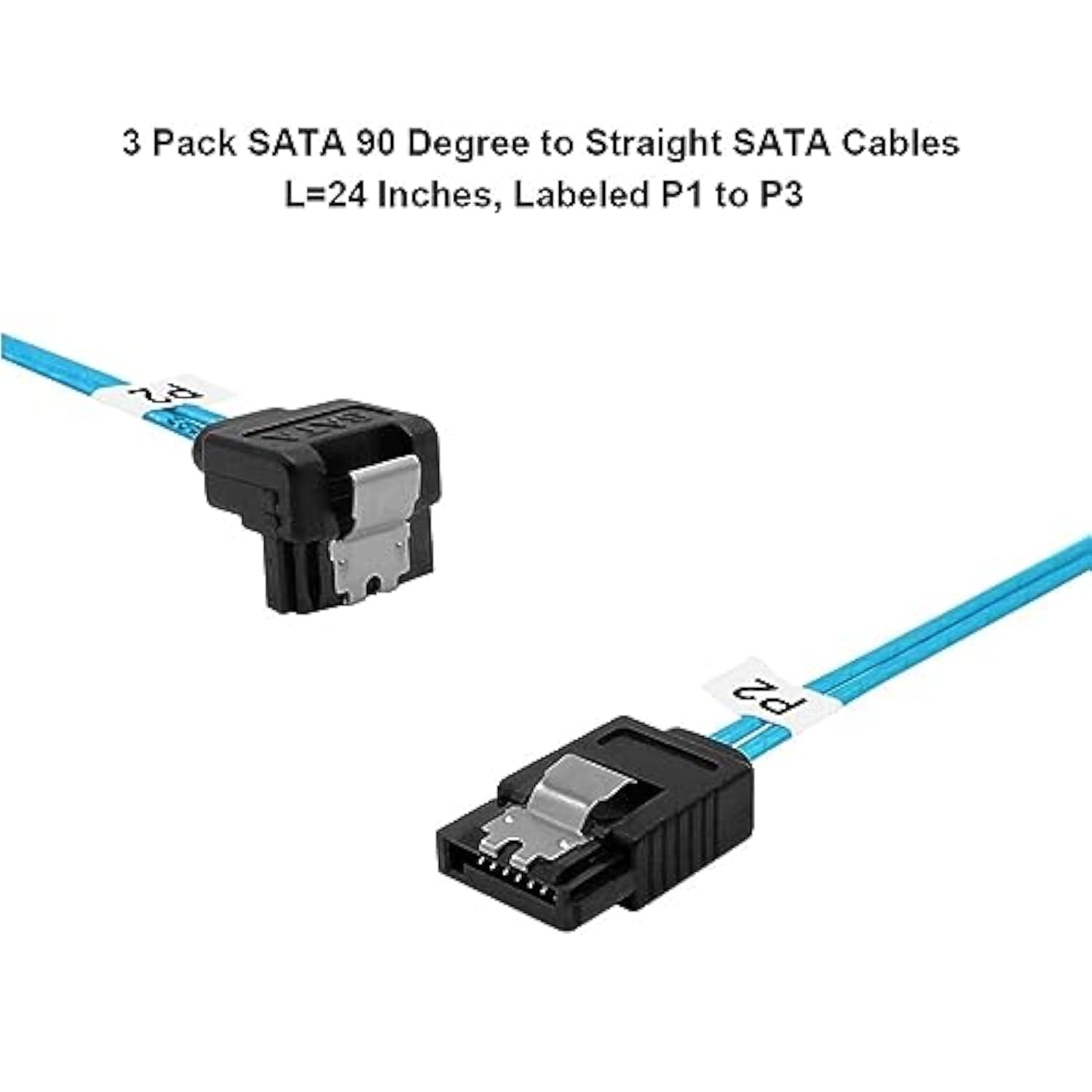 Sata-Iii Cable:24 Inches,3-Pack Sata 90-Degree Cable Sata Right-Angle Cable Th