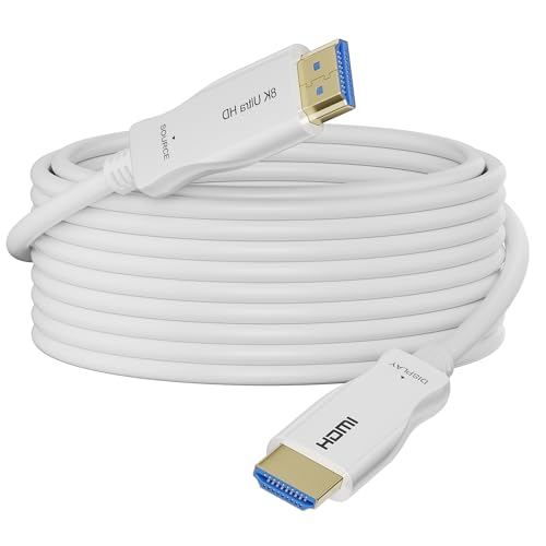 8K Fiber Optic HDMI Cable 50FT, 48Gbps Ultra High Speed Thin HDMI Cord, 8K@60Hz 4K@240Hz, Dynamic HDR, eARC, HDCP 2.2&2.3, 3D, Compatible for Laptop,