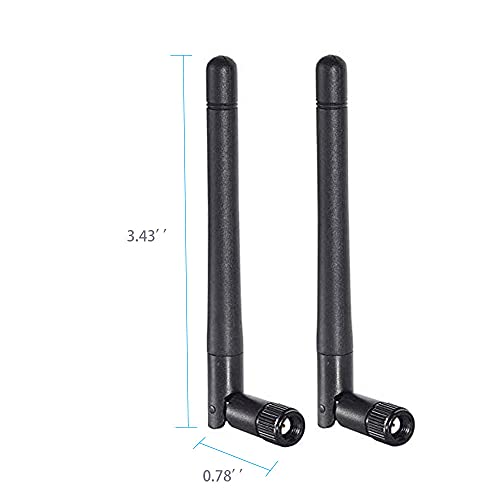 Dual Band Wifi 2.4Ghz 5Ghz 5.8Ghz 3Dbi Mimo Rp-Sma Male Antenna For Wifi Router Signal Booster Repeater Wireless Network Card Usb Adapter Security Ip Camera Video Surveillance Monitor - 2Pack