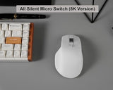 M6 Wireless All Silent Gaming Optical Mouse, 8000Hz Tri-Mode 2.4 Ghz/Bluetooth 5.3/Wired, Pixart 3950 Sensor, 30000 Dpi, Magnetic Metal Scroll Wheel For Windows Pc/Mac - White