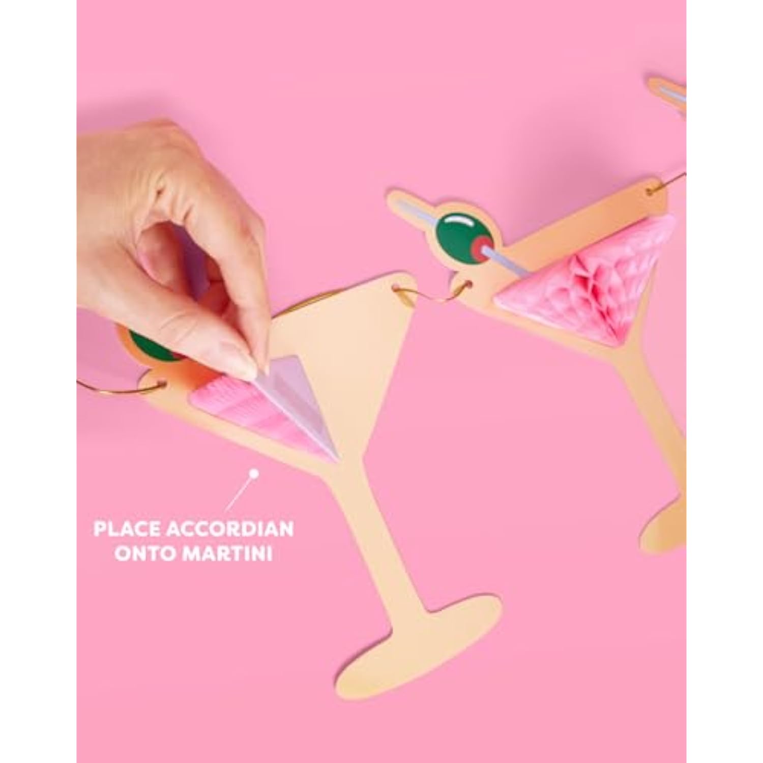 Martini 3D Pop-Up Gold Foil Banner 5Ft Bachelorette Birthday Casino Decor