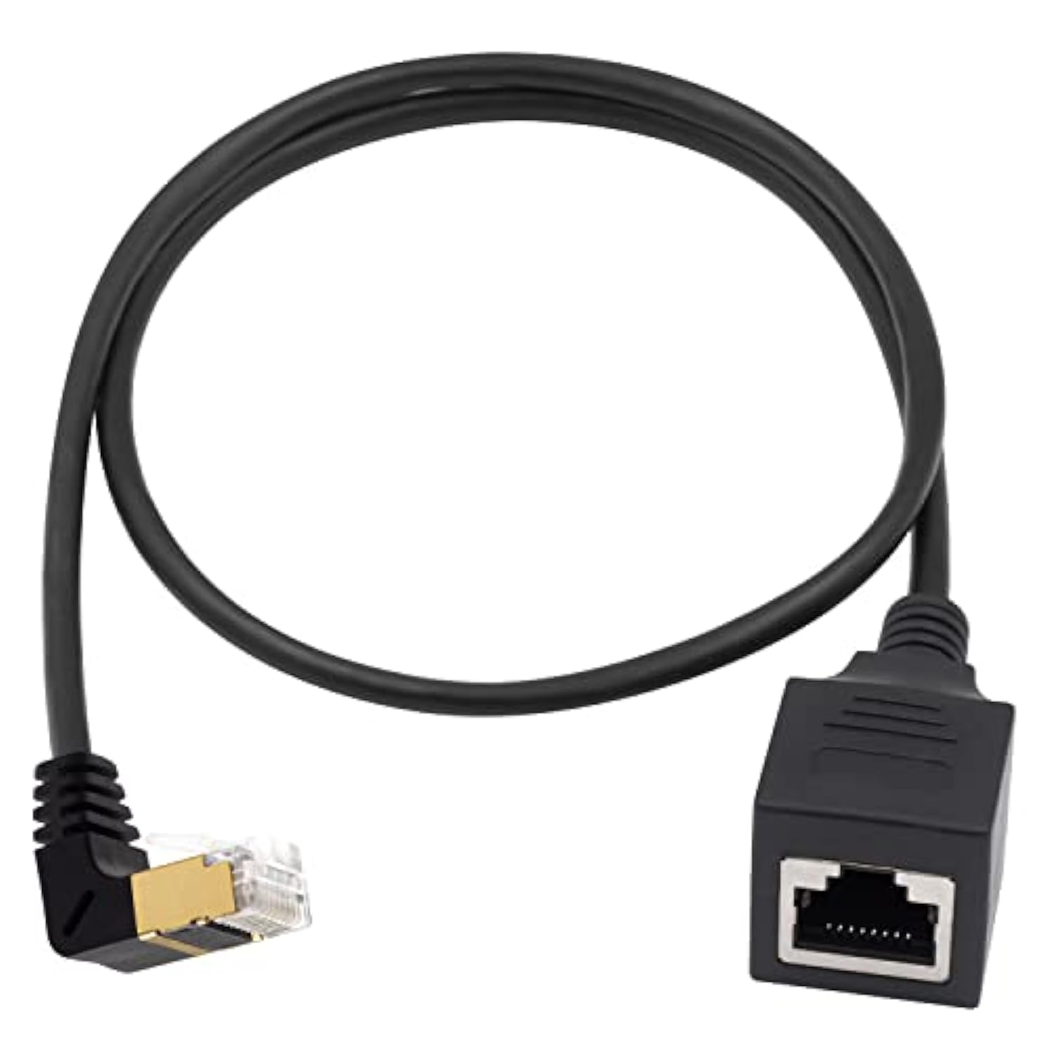 Cat8 Network Extension Cable 40Gbps, 90 Degree Down Angle Rj45 Male To Female