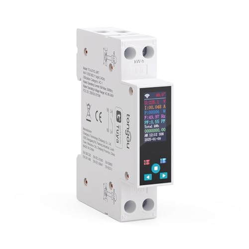 Smart Wifi Switch, 1P+N Ac90-240V 1-50A, Smart Life/Tuya App Remote Control, With Power Monitoring, Export/Clear Power Data, Din Rail Mounted, With Lcd Display, Recloser Function, Fcc Certified