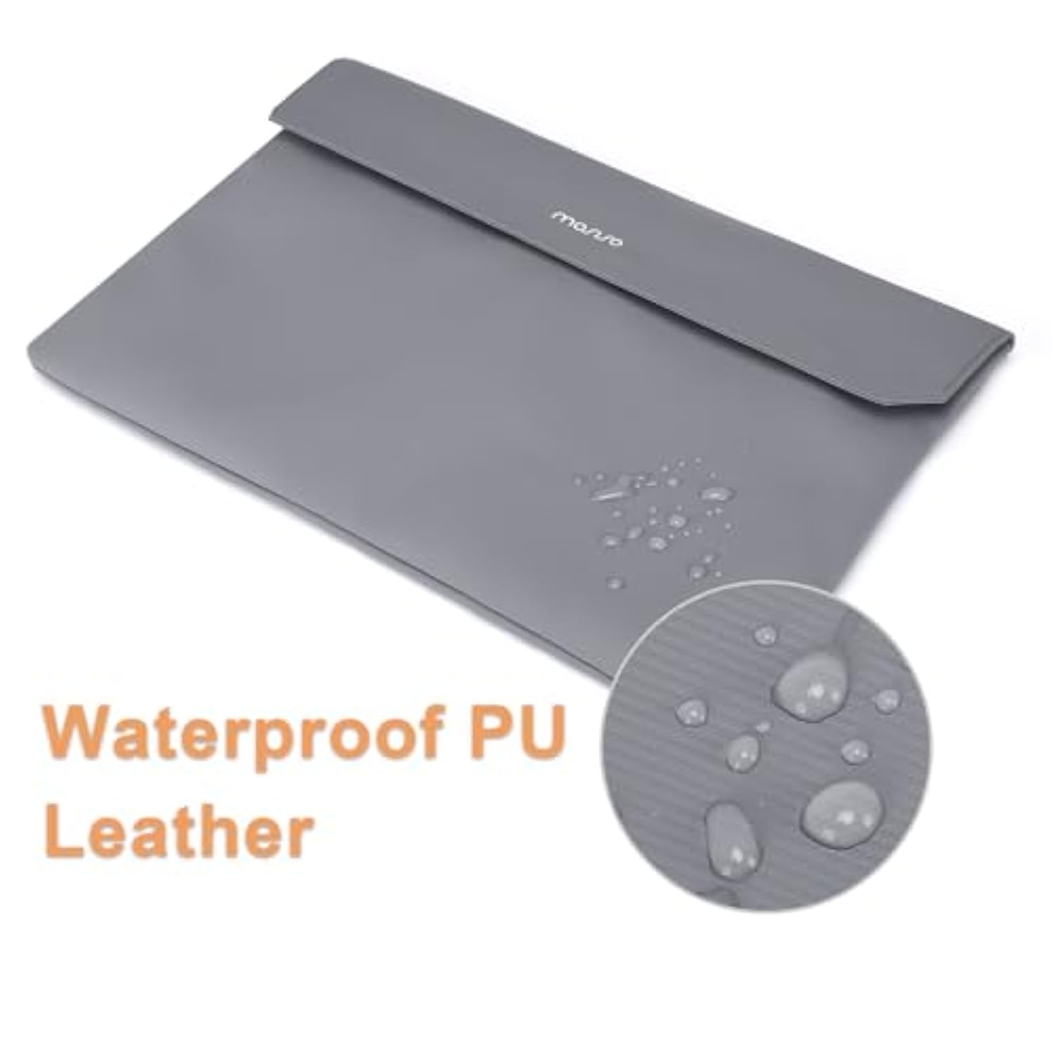 MOSISO Portable Monitor Case Sleeve 16.1 Inch, Carrying Case for 15.6-16.1 Inch Display Monitors, Laptop Bag With Front Pocket, PU Leather for Travel, Gray