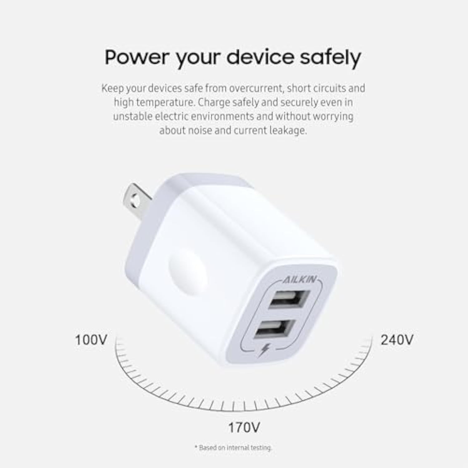 2-Pack USB Wall Charger, 2.1A Dual Port Quick Charger for iPhone & Samsung