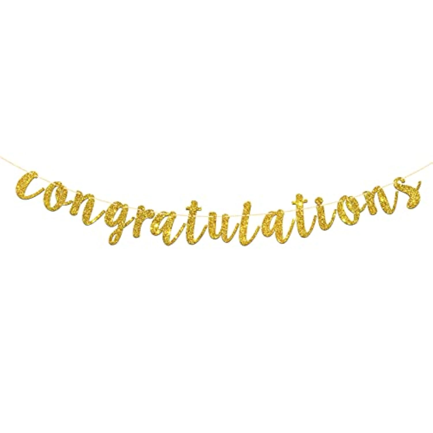 Gold Glitter Congratulations Banner For Wedding, Anniversary, Graduation, Congrats Master Bunting, Retirement Party Decorations Supplies