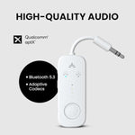 Avantree Relay - Premium Airplane Bluetooth 5.3 Adapter, Supports 2 S Or Headphones With Aptx Adaptive, 3.5Mm Aux Jack Wireless Audio Transmitter For Planes, Travel, Tv (White)