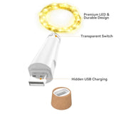 String Lights, Usb Rechargeable Wine Bottle Lights With Cork, 2025 Version Usb Fairy Light For Party Christmas