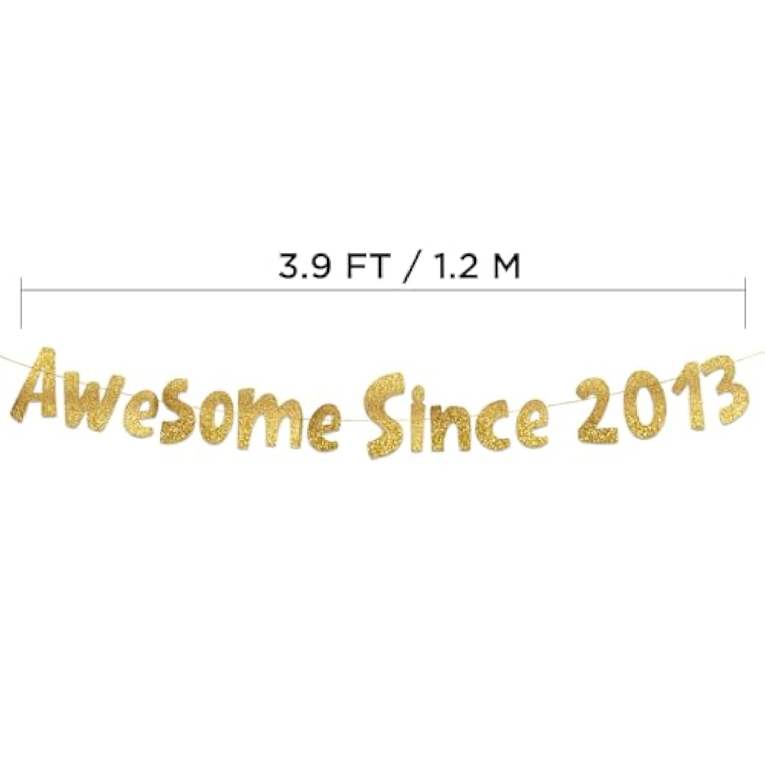 Awesome Since 2013 Gold Glitter Banner - 12Th Birthday And Anniversary Party Decorations