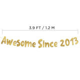 Awesome Since 2013 Gold Glitter Banner - 12Th Birthday And Anniversary Party Decorations