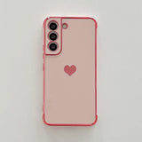 Design For Samsung Galaxy S22 Plus/S22+ Phone Case,Cute Love Heart Luxury Gold Plating Edge Case For Women Men Camera Protection Shockproof Bumper With Side Small Heart Pattern (Pink)