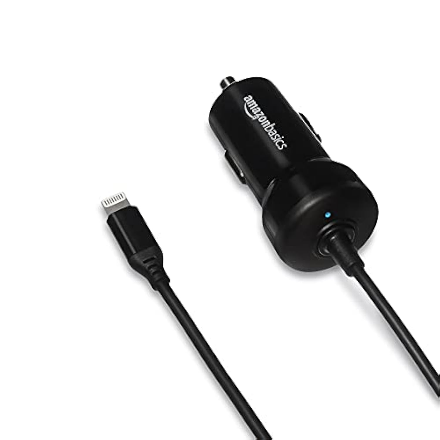 12W (5V, 2.4A) Fast Charging Car Charger With Coiled Lightning Cable For Iphone, Ipad And Apple Devices, 1.5 Ft - Black