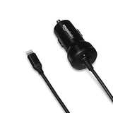 12W (5V, 2.4A) Fast Charging Car Charger With Coiled Lightning Cable For Iphone, Ipad And Apple Devices, 1.5 Ft - Black