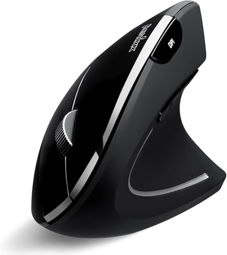 Perimice-813B Bluetooth Vertical Mouse - Wireless 3-In-1 Multi-Device Technology - Travelling Carry Bag - Black - Right Handed