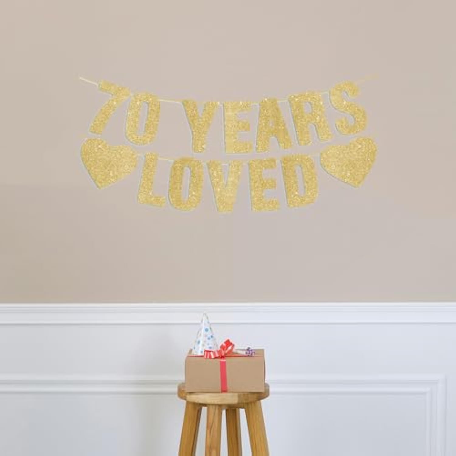 Pre-Strung 70Th Birthday Banner - Gold Glitter, Happy 70Th Birthday Party Decorations For Women & Men, Funny 70 Year Old Anniversary Decor Bday Sign Gifts