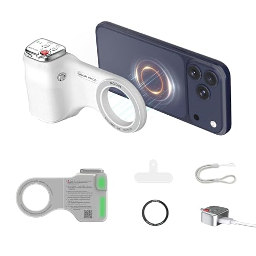 Phone Camera Grip MOCA ARCO for Video Recording with Thumb Rest Area Design for iPhone Pro Max, with Enhanced Phone Mount & Detachable Remote for