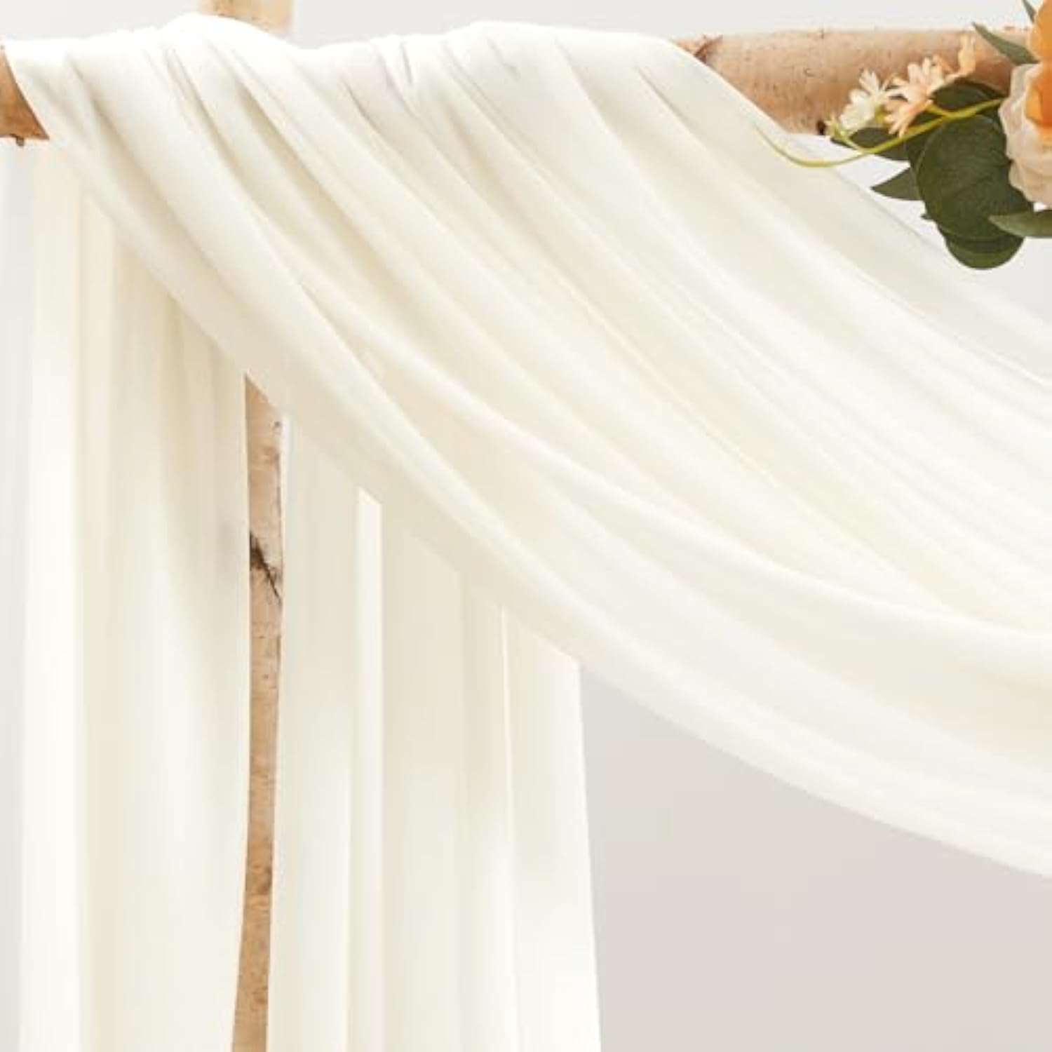 30" x 20ft Ivory Wedding Arch Draping Fabric Sheer Curtain for Events