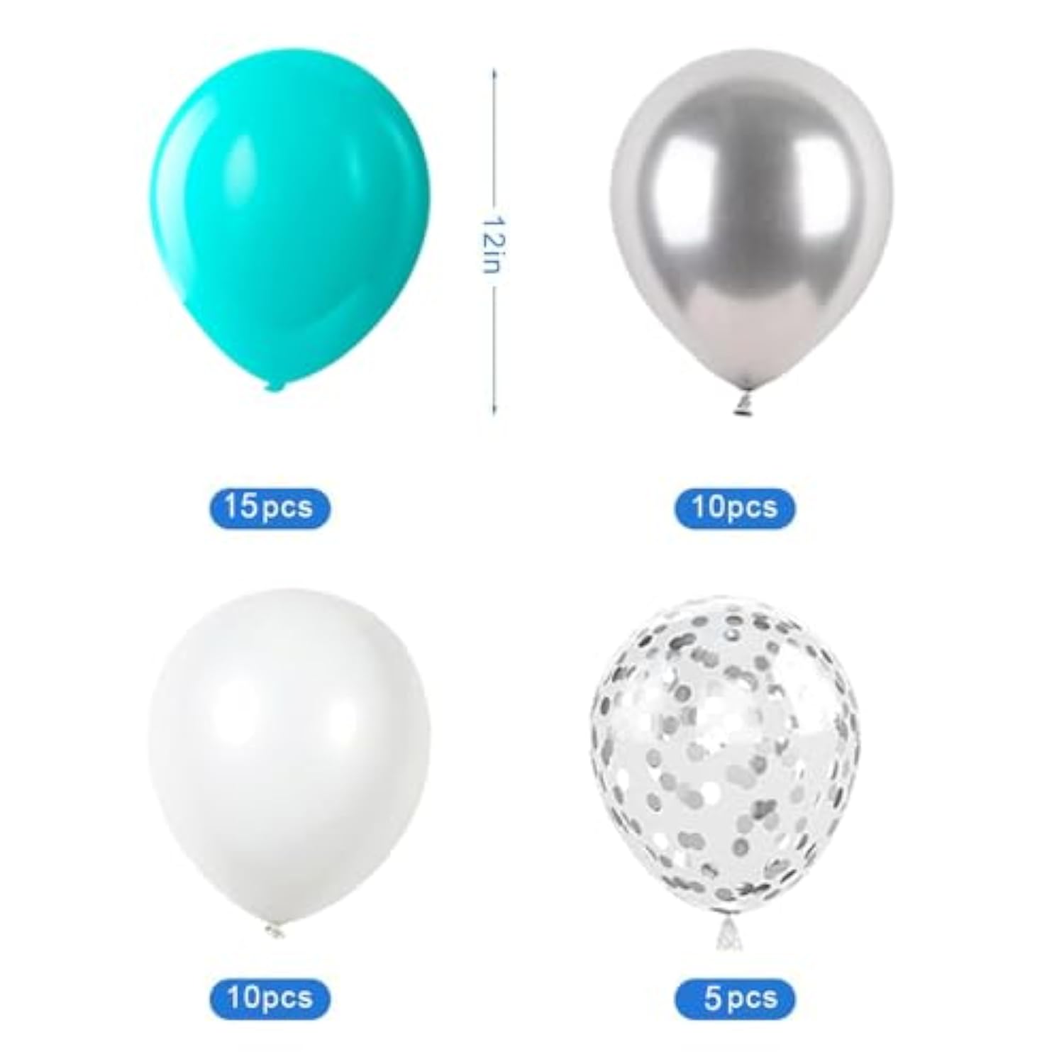 Teal Blue And Silver Happy Birthday Party Decorations For Men Boys Women Girls, Turquoise Aqua Teal Décor Supplies For Him Her 13Th, 16Th 18Th 20Th 21St 25Th 30Th 40Th 50Th 60Th Birthday Party