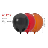 60pcs 12in Black Orange Red Latex Balloons for Graduation Halloween & Party