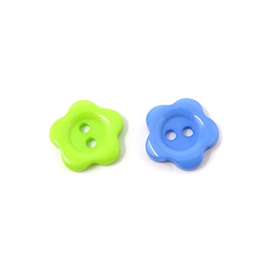 100Pcs 15Mm/0.6Inch Flower Shaped Candy Colors Button 2 Holes Sewing C