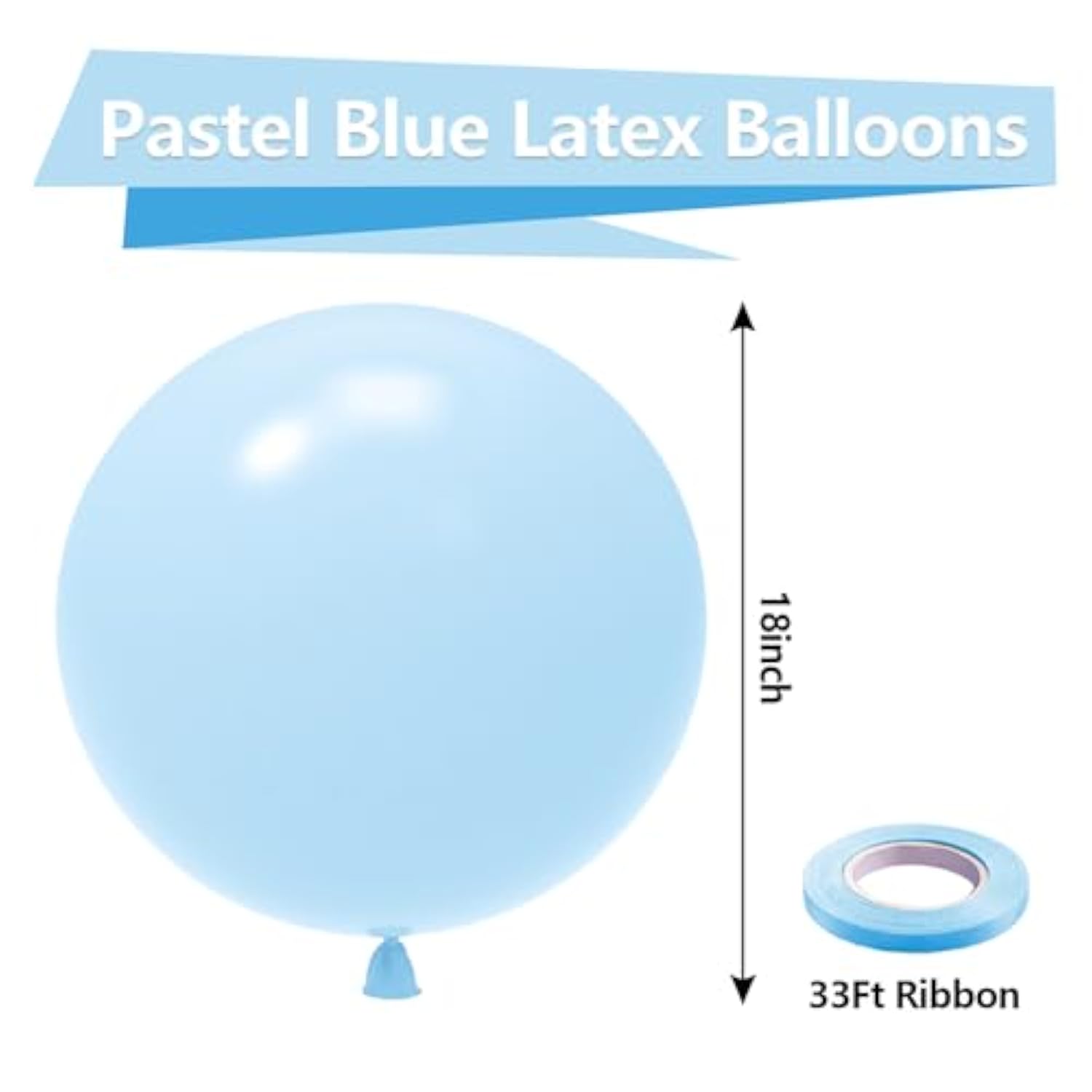 30 Pack 18" Pastel Blue Balloons for Parties & Celebrations