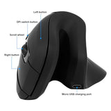 Ergonomic Mouse Wireless, Vertical Ergo Mouse, Rechargeable 2.4G Optical Vertical Mice With 6 Buttons 3 Adjustable 3200 Dpi Cordless Mice For Large Hands For Mac Pc Desktop Laptop Windows (Black)