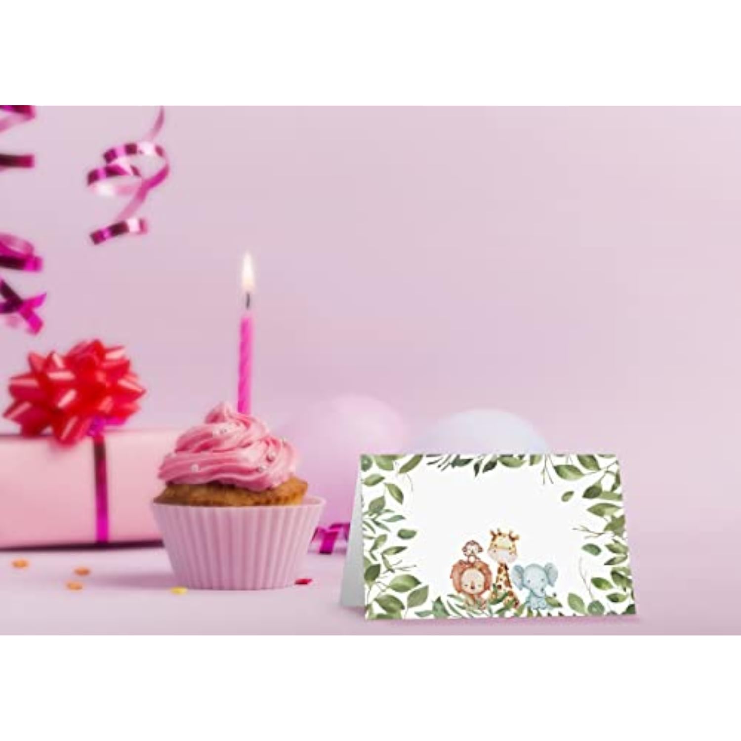 Table Place Card, Jungle Safari Animal Themed Tent Style Cards, Pack Of 25 Half-Fold Reception Place Cards, Perfect For Baby Showers, Jungle Safari Birthday Party, Special Events A33