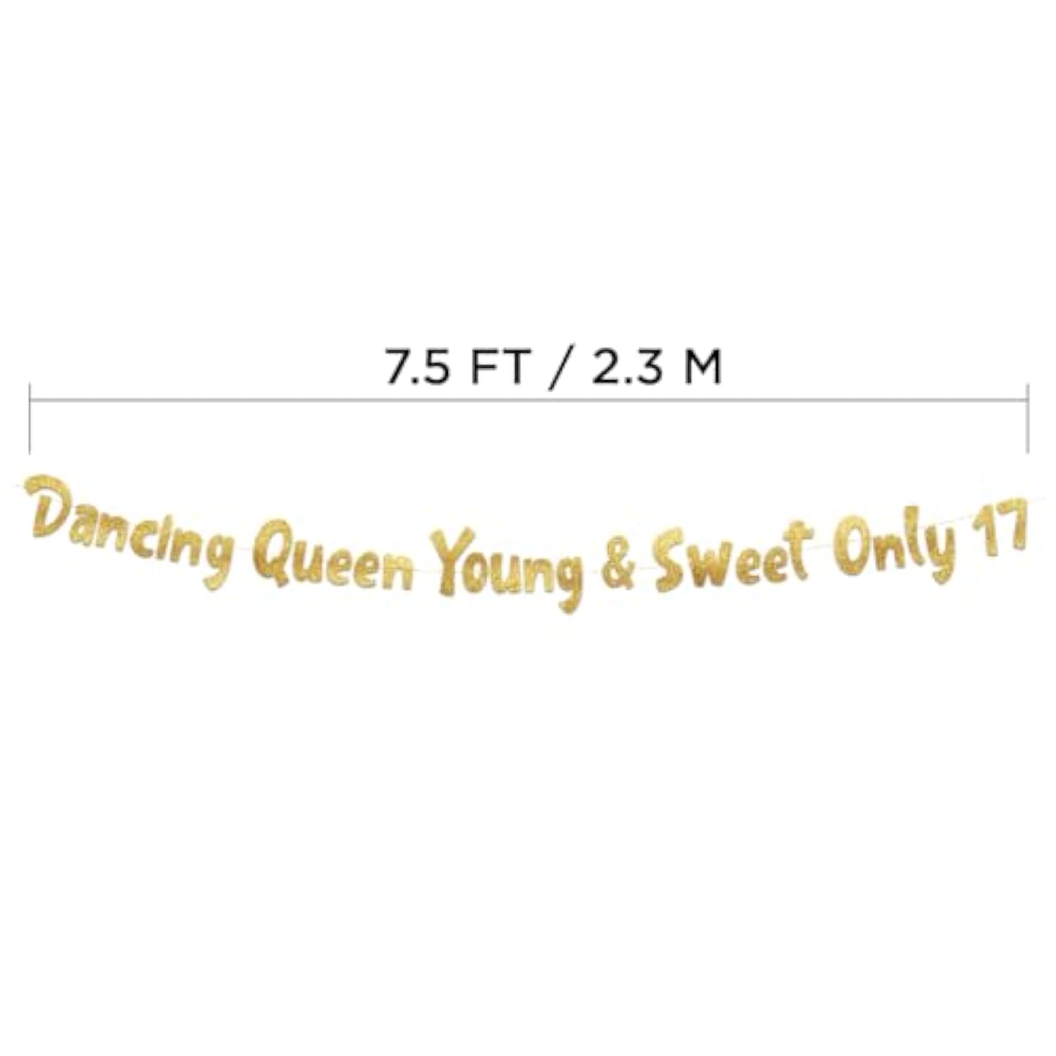 Dancing Queen Young & Sweet Only 17 Gold Glitter Banner - 17Th Birthday Party Decorations