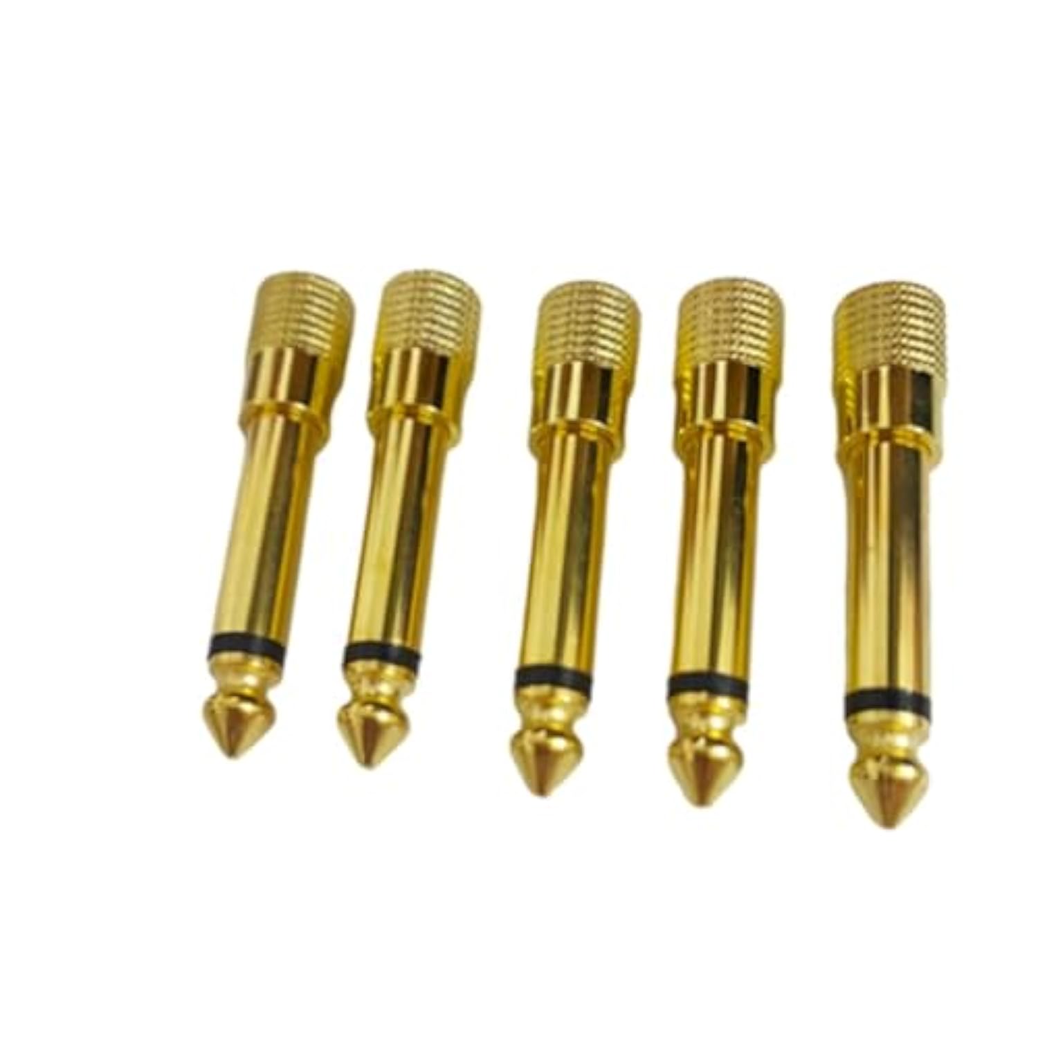 1/4 Mono To 1/8 Mono Adapter, 5-Pack 6.35Mm Ts Male To 3.5Mm Female Audio Connector, Gold