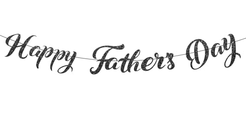 Black Glitter Happy Fathers Day Banner Black Glitter