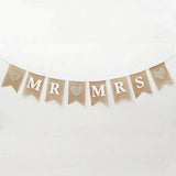 8 Pcs/Set MR and MRS Burlap Banner, Wedding Hanging Banner for Wedding Photo Props, Table or Backdrop Decorations