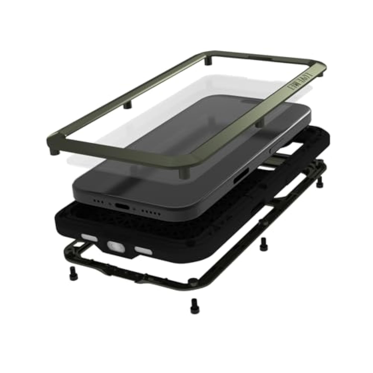 Military Rugged Case For Iphone 16 Pro , With Tempered Glass Screen Protector, Shockproof Dustproof Scratch Proof Hybrid Metal And Silicone Gel Heavy Duty Full Body Cover For Iphone 16 Pro