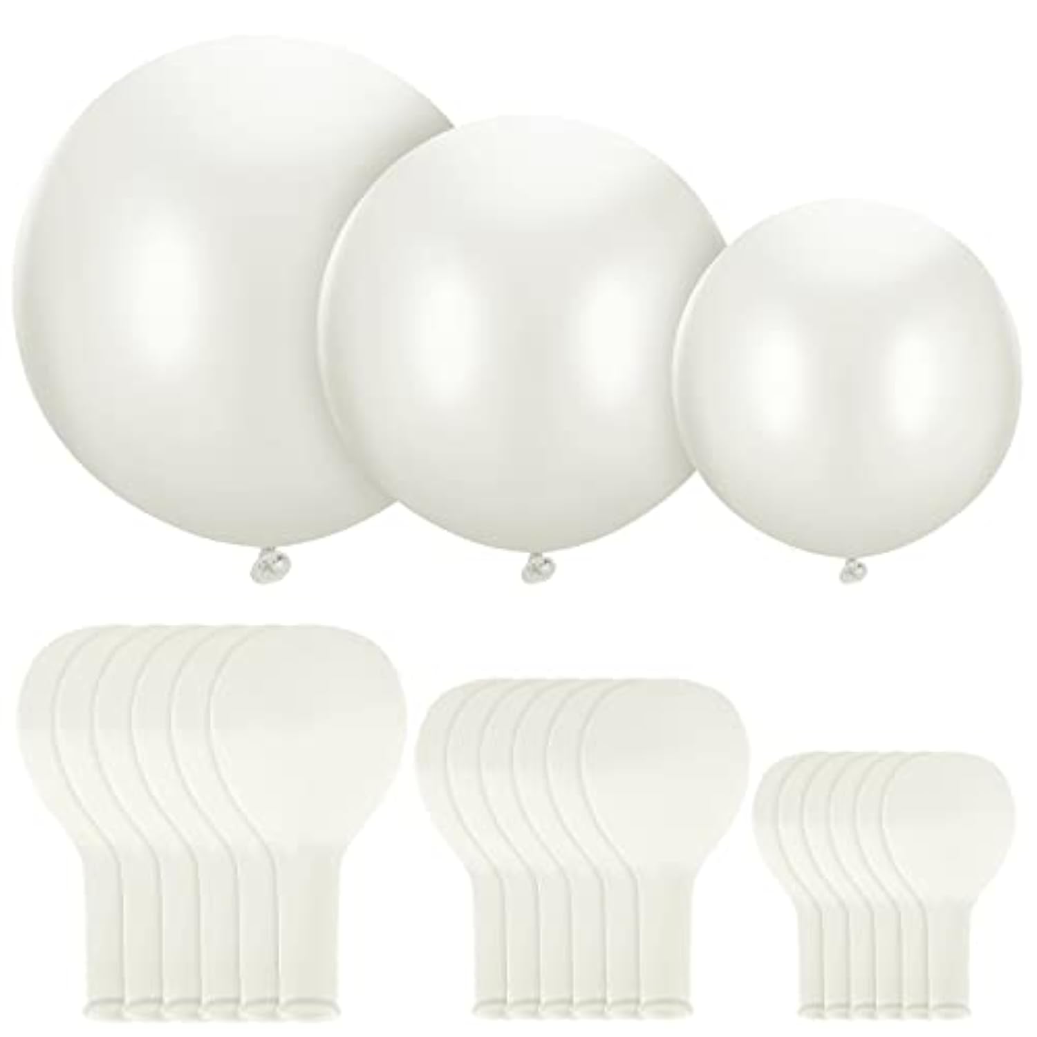 18 Pack 18/24 / 36 Inch Balloons Large Latex Giant Round Big Macaron Balloons For Wedding Birthday Party Baby Shower Decorations(White)
